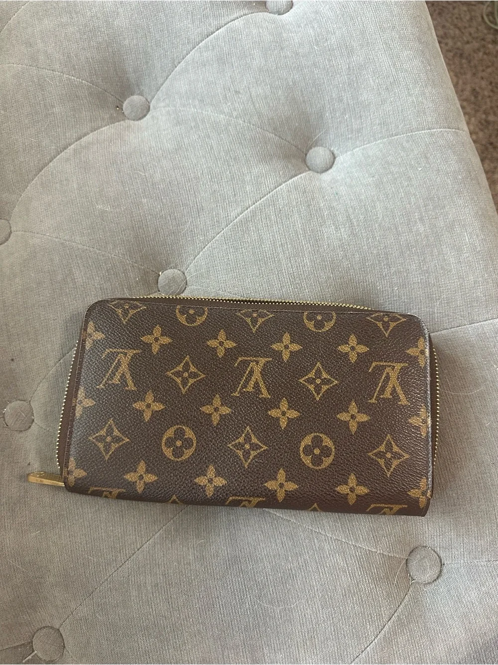 Louis Vuitton Monogram Canvas Zip Wallet in Brown and Gold